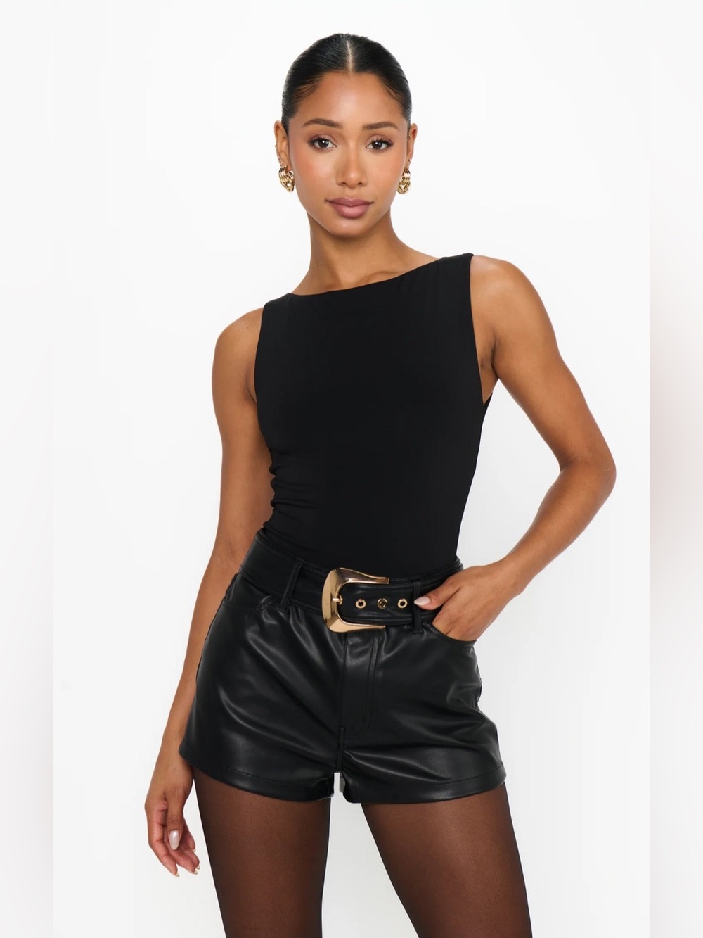 Show Me Your Mumu Asher Shorts Black Faux Leather Size 27